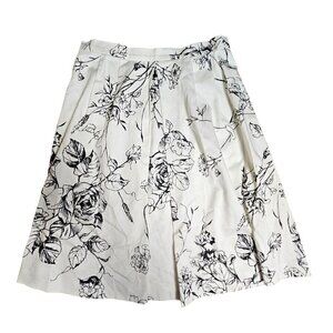 MaxMara Black and White Floral A-Line Skirt Size 6